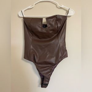 Brown Faux Leather Zara Bodysuit